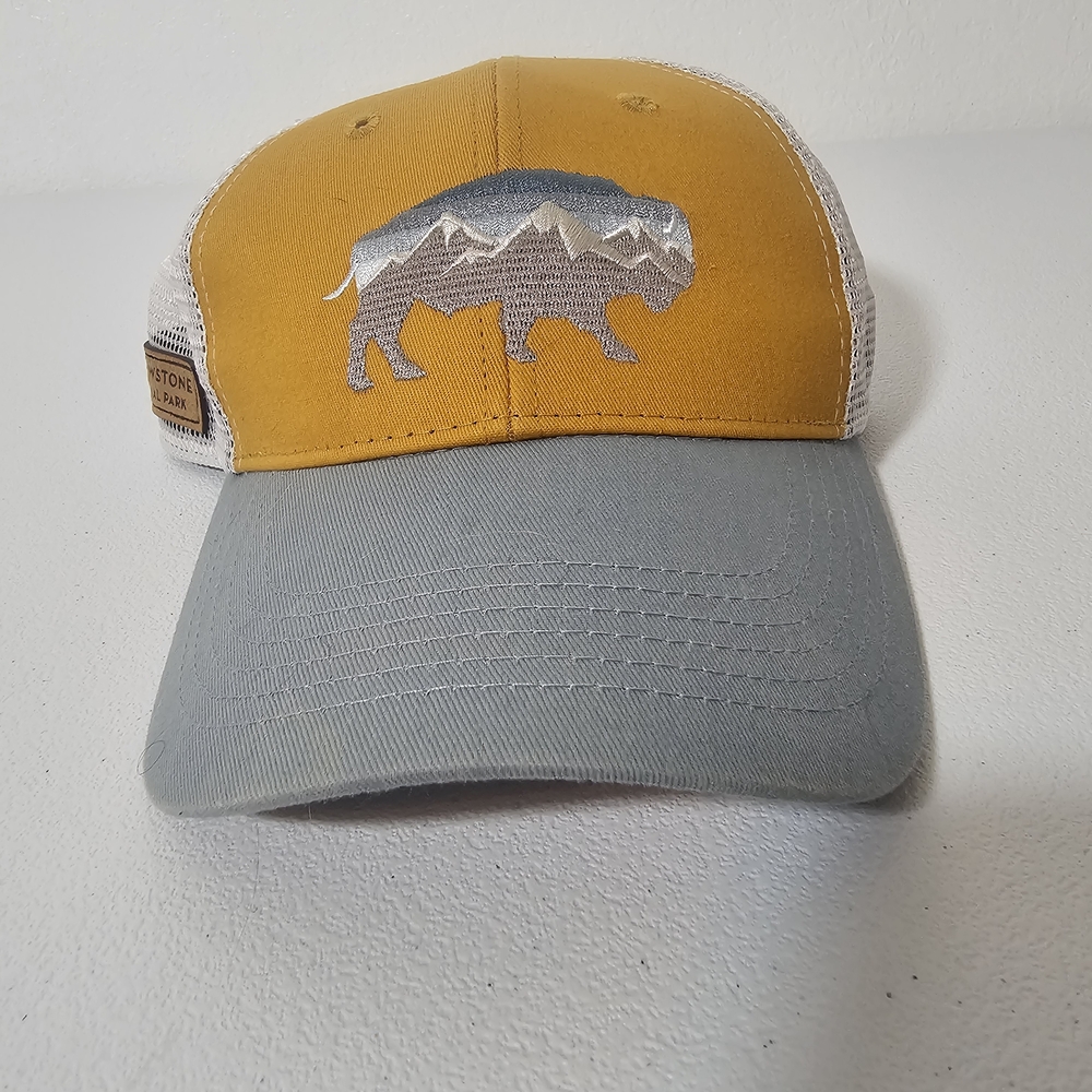 Yellow Stone National Park Hat Trucker Cap Buffalo Embroidery OSFM Snapback